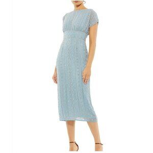 Mac Duggal Blue Embellished Midi Dress